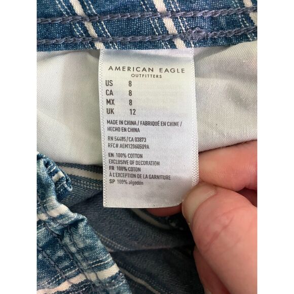 American Eagle striped cuffed pleated front denim shorts - Picture 5 of 12